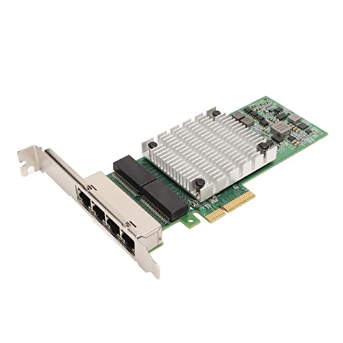 Annadue PCIEx4-Gigabit-Ethernet-Karte mit 4 Ports, Intel I350-Chip, Großem Kühlkörper, RJ45-Schnittstelle, Goldene Pins von Annadue