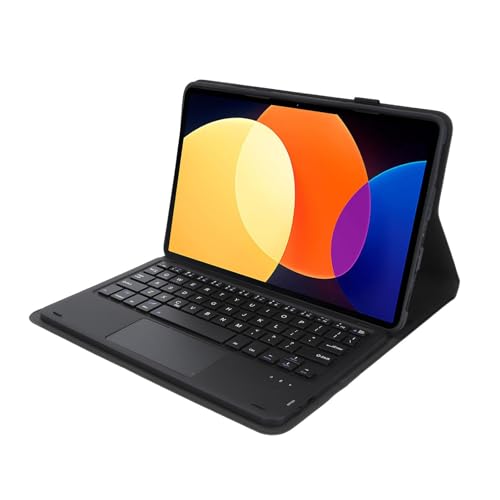 Tablet Tastaturhülle mit Touchpad und Stifthalter, Magnetisch Abnehmbare Kabellose Bluetooth Tastatur + Ultradünne Lederhülle für Xiaomi Mi Pad 5 und 5 Pro. (Black) von Annadue