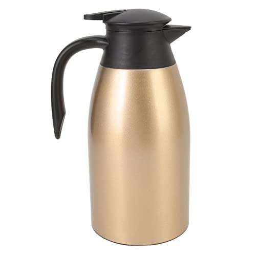 Thermo Kaffeekaraffe, 304 Edelstahl Thermo Kaffeekaraffe mit Deckel, 2 Liter Vakuum Teekaraffe, Isolierte Kaffee Thermoskanne, Isolierter Vakuum Wasser Getränkespender (Gold) von Annadue