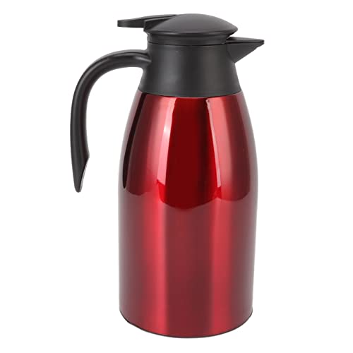 Thermo Kaffeekaraffe, 304 Edelstahl Thermo Kaffeekaraffe mit Deckel, 2 Liter Vakuum Teekaraffe, Isolierte Kaffee Thermoskanne, Isolierter Vakuum Wasser Getränkespender (Weinrot) von Annadue