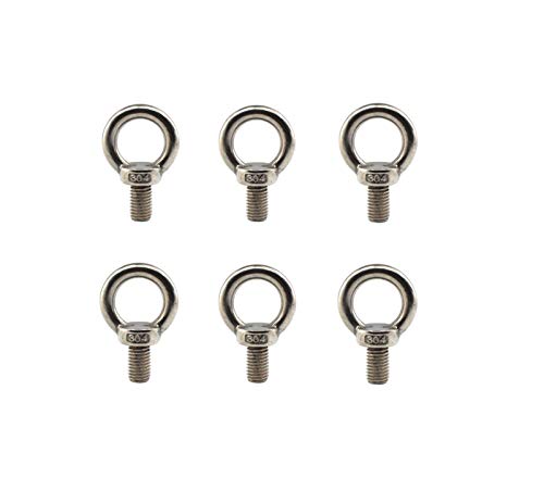 304 Edelstahl M10 Lifting Rigging Augbolt Ring Form mit verlängertem Gewinde (30 mm) Packung mit 6 Stück von Annakideya