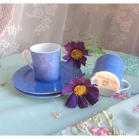 Mokka Tassen Philippe Dehoulieres Limoges Frankreich Blau #21 Sammler Qualitäts Porzellan Geschenk Für Frauen von AnnaleasFinest