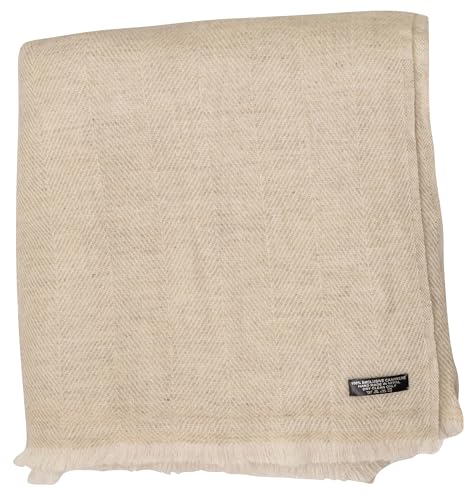 yanopurna Kaschmir Decke – aus 100% Kaschmirwolle, 135x270 cm, Sofadecke handgewebt aus Nepal, ideal als Couch Überwurf oder Kuscheldecke, Handwäsche, Beige von yanopurna