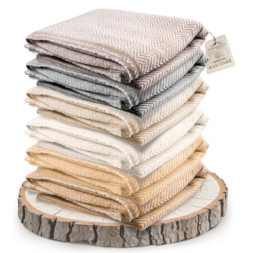 yanopurna Kaschmirdecke – handgewebte Sofaüberwurf Decke aus 100% Kaschmirwolle – 135 x 270 cm. Weiche und gemütliche Kuscheldecke mit Fischgrätenmuster für Couch und Stuhl – Hergestellt in Nepal von yanopurna