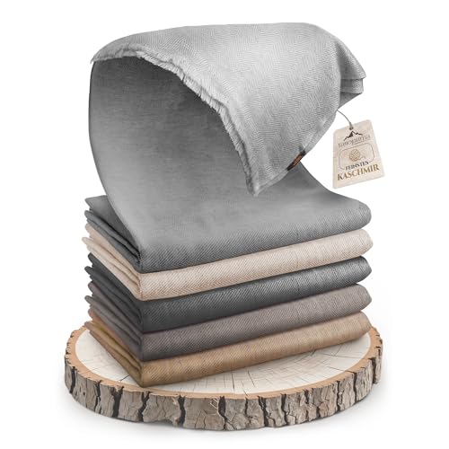 yanopurna Kaschmirdecke – Handgewebte Sofaüberwurf Decke aus 100% Kaschmirwolle – 135 x 270 cm Weiche und gemütliche Hellgraue Kuscheldecke für Couch und Stuhl – Hergestellt in Nepal von yanopurna