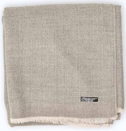 yanopurna Kaschmir Decke – aus 100% Kaschmirwolle, 135x270 cm, Sofadecke handgewebt aus Nepal, ideal als Couch Überwurf oder Kuscheldecke, Handwäsche, Hellgrau von yanopurna