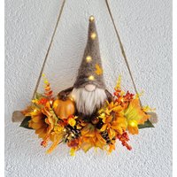 Haustürkranz Beleuchtet Herbstdeko Eingangsbereichdeko Kranz Türdeko Wanddekoration Wichtel von AnnasDeko