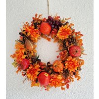 Herbstkranz Für Haustür Türkranz Herbstdeko Wandschmuck Kranz Herbst Eingangsbereichdeko von AnnasDeko