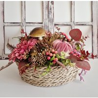 Herbstzauber Mit Pilz Gesteck Herbstdeko Eingangsbereich Deko Tischdekoration Fensterdekor von AnnasDeko