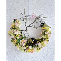 Türkranz Frühling Sommer Haustürkranz Wanddeko Mit Blaumeisen Vogeldekoration Kranz von AnnasDeko