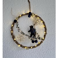 Weihnachtsdeko Kranz Fensterdekoration Beleuchtet Tür Wand Haustürschmuck Hängedeko Led Mit Timer von AnnasDeko