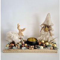 Weihnachtsdekoration Mit Windlicht Adventsdeko Tischdeko Holztablett Deko Haltbar Weihnachtsdekoration Mit Windlicht Adventsdeko Tischdeko Holztablett Deko Haltbar von AnnasDeko
