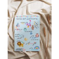 Affirmationsposter Kinderzimmer, Mutmacher Für Kinder, Kinderposter in A4, Blau von AnnasLeben