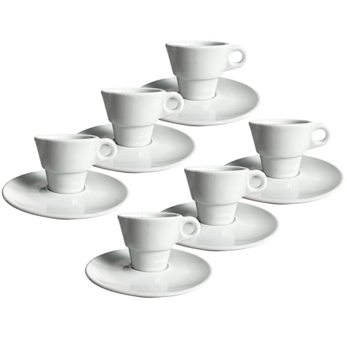 12-tlg. Set Espressotassen mit Unterteller aus Porzellan 50 ml - Porzellantassen - Kaffeetassen - Teetassen - Cafe-Tassen - Tassen-Set mit Unterteller - Mokkatassen - Moccatassen von Annastore