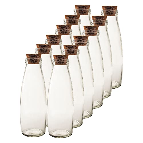 12 x Glasflaschen im Vintage-Look mit Korken H 21 cm - Dekoflaschen Deko Flaschen Vasen Essigflaschen Flaschen Blumenvase von Annastore