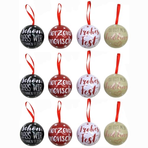 12 x Weihnachtskugeln aus Metall Ø 6,5 cm - Christbaumkugeln zum Öffnen für kleine Geschenke oder Geldgeschenke von Annastore