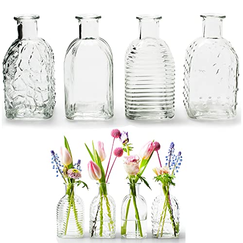 12 x kleine Vasen aus Glas Vintage – Blumenvasen Tischvasen Glasvasen Dekoflaschen Glasflaschen Glasfläschchen Deko-Flaschen (Modell 2, H 13,5 cm - Ø 6,5 cm) von Annastore
