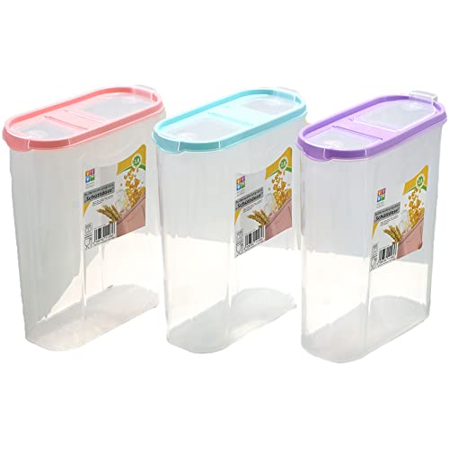 3-teiliges Set Schüttdosen - Kunststoff Vorratsdosen luftdicht mit Deckel - Frischhaltedosen - BPA Frei (2,8 L - Bunt) von Annastore