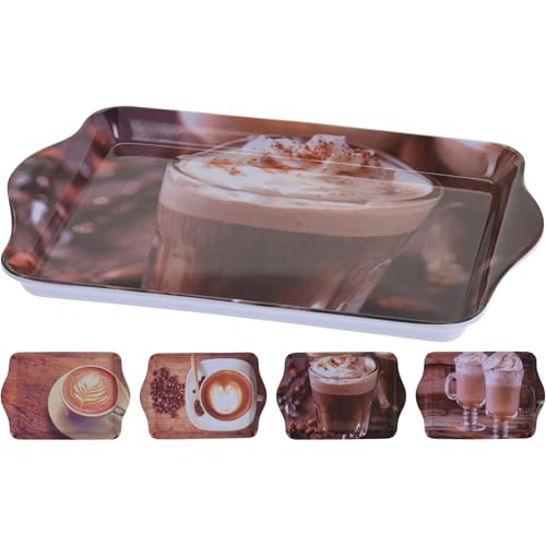 4-TLG. Set Tabletts aus Melamin Vier Modelle - 21 x 14 cm Melamintablett Set für Kaffee Snacks und kleine Leckereien - Kleines Tablett aus Kunststoff - Tablett klein aus Melamin 4er Set von Annastore
