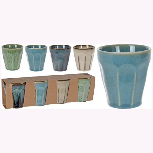 4-tlg. Set Becher aus Porzellan für Kaffee und Tee Kaffeebecher Kaffeetassen Tassen Größe 250 ml / 4er Set von Annastore