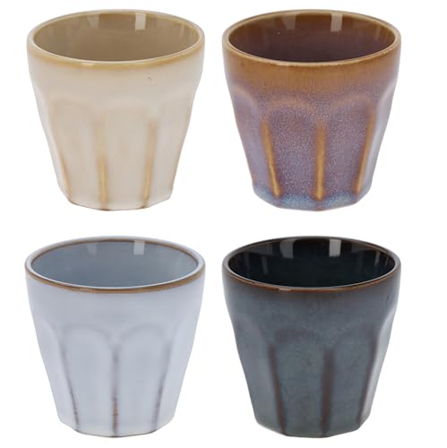 4-tlg. Set Espressotassen im Vintage-Look und Landhausstil - kleine Tassen aus Porzellan für Espresso Porzellantassen 90 ml von Annastore