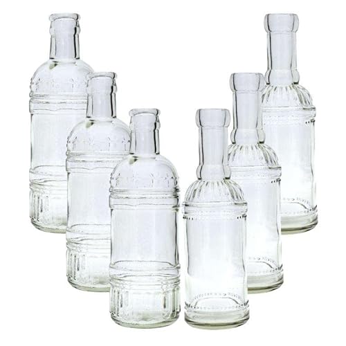 6-TLG. Set Vasen im Vintage Look H 20,5 cm - Glasflaschen - Tischvasen - Blumenvasen - Dekoflaschen aus Glas - Kerzenständer von Annastore
