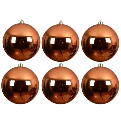 6 x Weihnachtskugeln aus Kunststoff Ø 14 cm zum Hängen für den Außenbereich - Frost und Wetterfest - Outdoor Weihnachtkugeln - Christbaumkugeln für draußen (6 Stück Orange-Warm Ø 14 cm) von Annastore