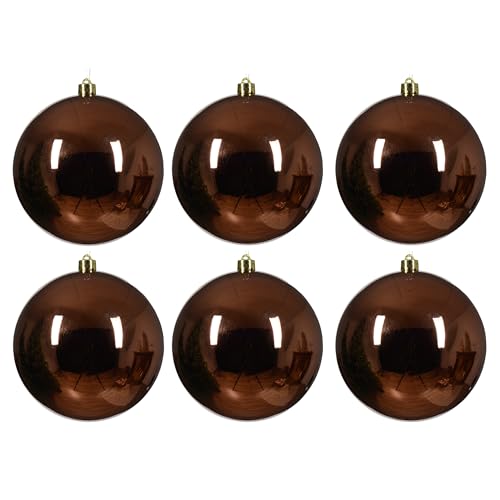 6 x Weihnachtskugeln aus Kunststoff zum Hängen für den Außenbereich - Frost und Wetterfest - Outdoor Weihnachtkugeln - Christbaumkugeln für draußen (6 x Ø 14 cm/Espresso) von Annastore
