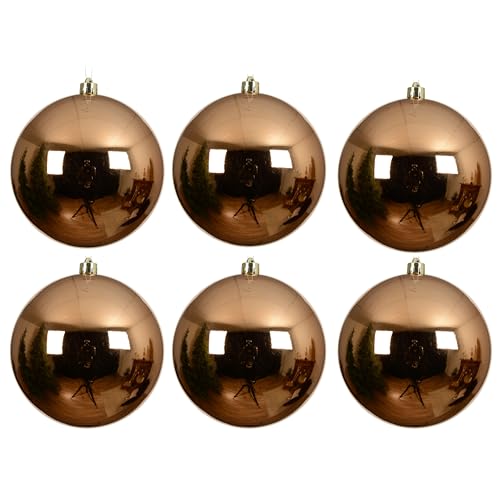 6 x Weihnachtskugeln aus Kunststoff zum Hängen für den Außenbereich - Frost und Wetterfest - Outdoor Weihnachtkugeln - Christbaumkugeln für draußen - Ø 14 cm/Brandy von Annastore