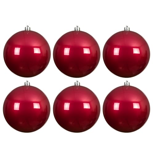 6 x Weihnachtskugeln aus Kunststoff zum Hängen für den Außenbereich - Frost und Wetterfest - Outdoor Weihnachtkugeln - Christbaumkugeln für draußen - Ø 14 cm/Festliches Pink von Annastore