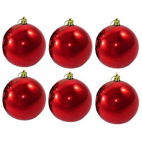 6 x Weihnachtskugeln aus Kunststoff zum Hängen für den Außenbereich Ø 15 cm - Frost und Wetterfest - Outdoor Weihnachtkugeln - Christbaumkugeln für draußen (6 Stück rot (glänzend) Ø 15 cm) von Annastore