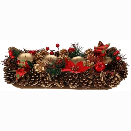 Adventskranz mit Kerzenhaltern fertig dekoriert L 41 cm - Kranz Weihnachten - Kranz mit Adventskranzsteckern fertig dekoriert Größe L 41 cm - Lange Form Adventskranz mit Kerzenhaltern fertig dekoriert L 41 cm - Kranz Weihnachten - Kranz mit Adventskranzsteckern fertig dekoriert Größe L 41 cm - Lange Form von Annastore