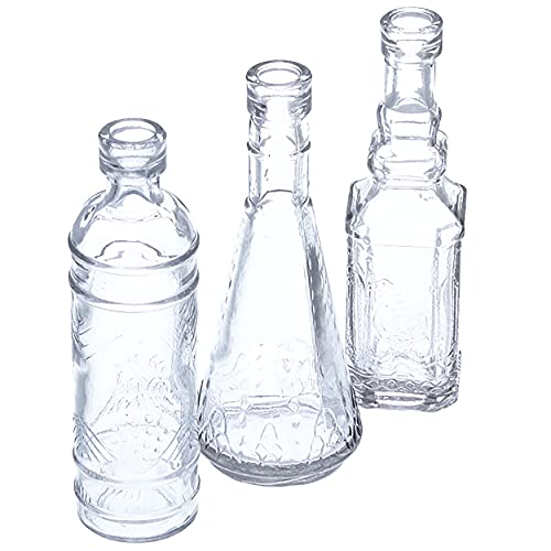 12 x Deko Vasen Vintage Mini H 12 cm - Süße Minivasen ideal für 1-2 Blumen - – kleine Vasen für die Tischdeko – Glasfläschchen Minivase Glasvase Blumenvasen von Annastore