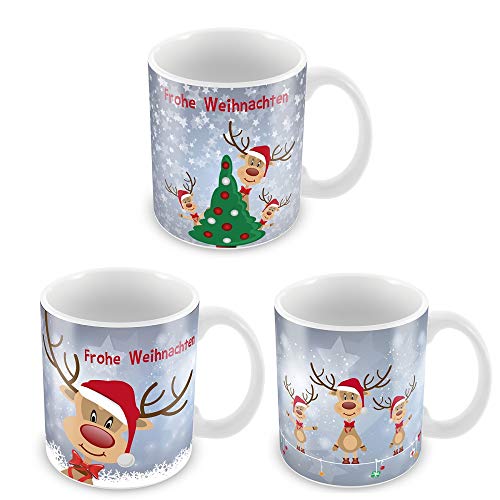 Annastore 36 x Glühweinbecher - Weihnachtstassen mit Rentiermotiv - Glühweintassen Größe 36 x Tassen von Annastore