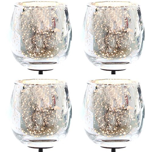 4-TLG. Set Teelichtgläser für Gestecke mit 7 cm langem Metallpick - Bauernsilber Gesteckteelichthalter Adventskranzstecker 4-TLG. Set Teelichtgläser für Gestecke mit 7 cm langem Metallpick - Bauernsilber Gesteckteelichthalter Adventskranzstecker von Annastore