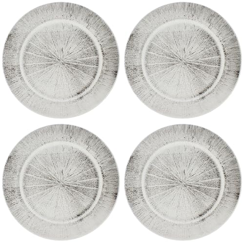 Annastore 4 x Platzteller wiederverwendbar in herrlich schimmernder Optik Ø 33 cm - Unterteller wiederverwendbar für Ihre Tischdeko - Platzteller für Weihnachten Farbe Silber von Annastore