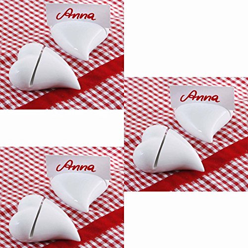 Annastore 6 Stück Tischkartenhalter Herz aus Keramik von Annastore