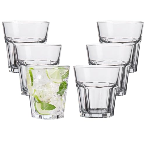 Annastore 6-tlg. Set Trinkgläser Vegas 270 ml Wassergläser - Klassische Trinkgläser - Saftgläser - Limogläser - spülmaschinenfest - Whiskeygläser - Wasserglas Größe 6 x 270 ml von Annastore