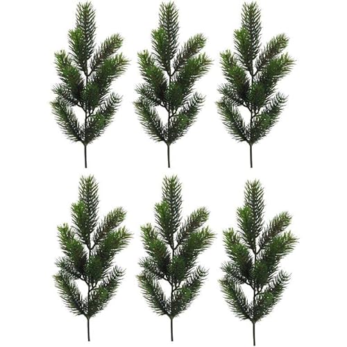 Annastore 6 x Künstliche Tannenzweige L 60 cm mit jeweils 18 Trieben für weihnachtliche Dekorationen - wetterfest - frostsicher - Weihnachtsdekoration - Tannenzweige künstlich von Annastore