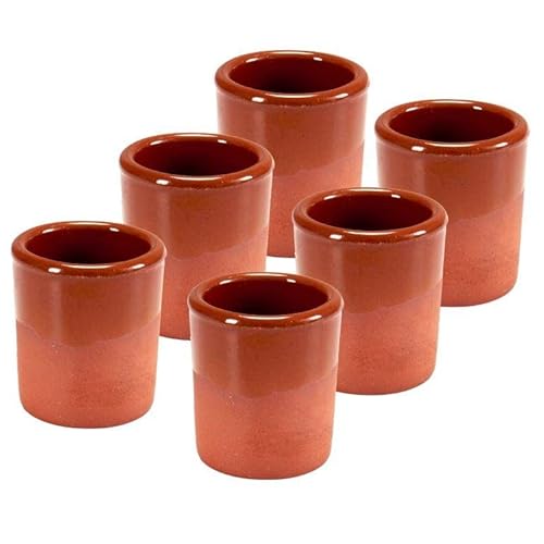 Annastore 6 x Schnapsbecher aus Ton 50 ml - Mittelalter Trinkbecher - Shotgläser - Pinnchen - Schnapsgläser - Gläser für Tequila Wodka von Annastore