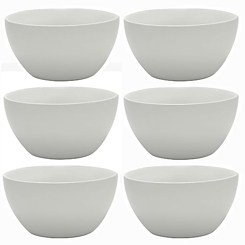 Annastore 6 x Servierschalen-Set aus Keramik - Müslischalen Schalen Obstschalen Dessertschalen Suppenschalen Salatschalen (weiß, matt 14 x 7,5 cm) von Annastore