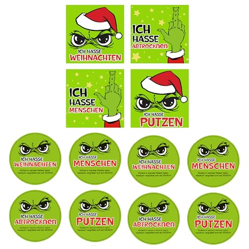 Annastore 8 x Magische Handtücher Festtags-Muffel - 30 x 30 cm - Baumwolle - Anti Weihnacht Magisches Handtuch - Kleine Gästehandtücher für Weihnachtshasser - Freche Gästetücher (8) von Annastore
