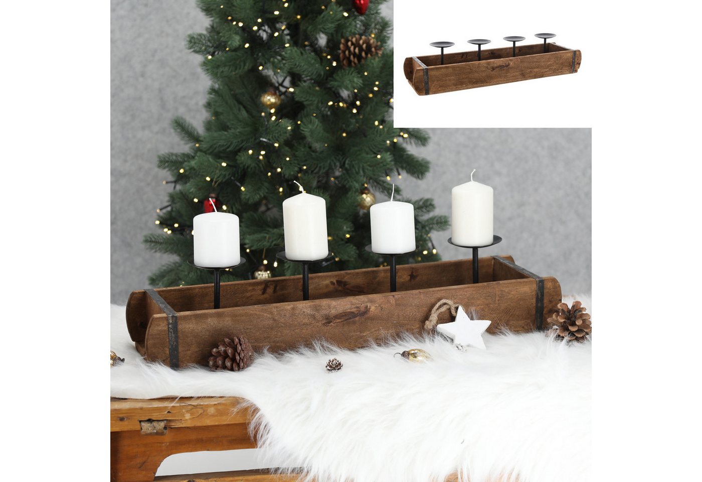 Annastore Adventskranz Adventsleuchter aus Holz in Ziegelform - Design Adventskranz aus Holz, L ca. 60 cm, Weihnachtdekoration Annastore Adventskranz Adventsleuchter aus Holz in Ziegelform - Design Adventskranz aus Holz, L ca. 60 cm, Weihnachtdekoration von Annastore