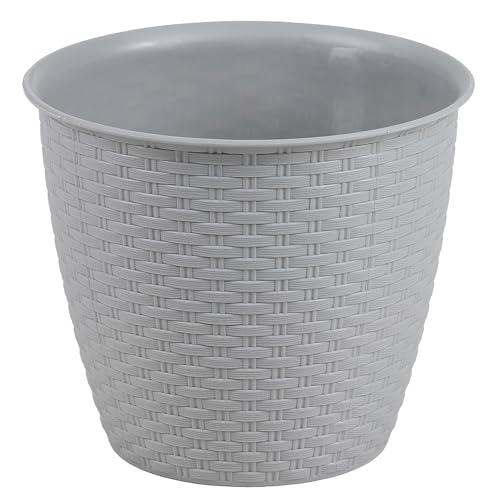 Annastore Blumenübertöpfe in Rattan-Optik - Blumentöpfe geflochten - Blumenübertöpfe groß wetterfest und frostsicher - Blumenübertöpfe für den Innen - und Außenbereich - Pflanzentopf (Grau, Ø 20 cm) von Annastore