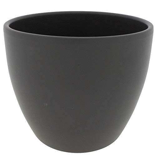 Annastore Blumenübertopf AVA aus Keramik Pflanztopf Blumentopf Keramiktopf Übertopf für Blumen (Basalt/Matt, Ø 22,5 cm/H 19,5 cm) von Annastore