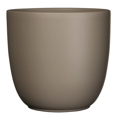 Annastore Blumenübertopf AVA aus Keramik Pflanztopf Blumentopf Keramiktopf Übertopf für Blumen (Taupe Matt, H 16 cm - Ø 17 cm) von Annastore