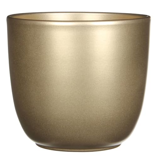 Annastore Blumenübertopf AVA aus Keramik Pflanztopf Blumentopf Keramiktopf Übertopf für Blumen (Vintage-Gold, H 18,5 cm - Ø 19,5 cm) von Annastore