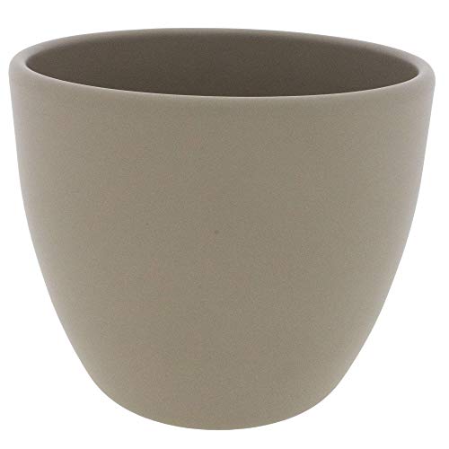 Annastore Blumenübertopf AVA aus Keramik Pflanztopf Blumentopf Keramiktopf Übertopf für Blumen Farbe Taupe/Matt, Größe Ø 11,5 cm/H 10 cm von Annastore