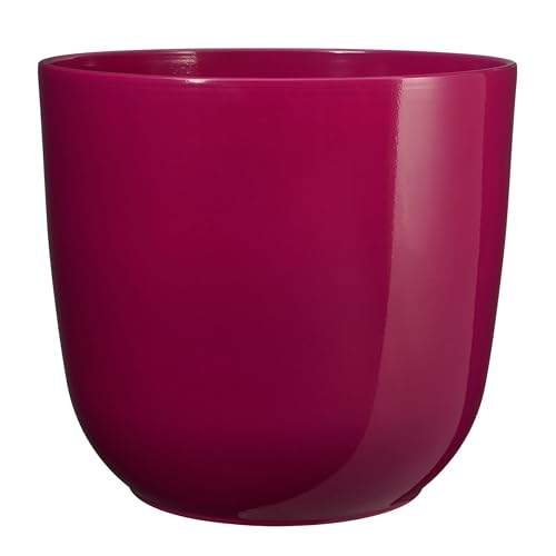 Annastore Blumenübertopf Tusca aus Keramik - Übertopf - Blumentopf - Übertöpfe - Blumentöpfe (Fuchsia, H 14 cm - Ø 14,5 cm) von Annastore