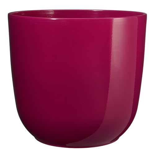 Annastore Blumenübertopf Tusca aus Keramik - Übertopf - Blumentopf - Übertöpfe - Blumentöpfe (Fuchsia, H 20 cm - Ø 22,5 cm) von Annastore